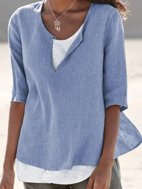 Women's Casual Layered Look V-Neck Blouse