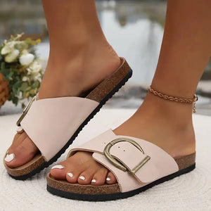 Comfortable Women's Cork Sandals with Adjustable Buckle Strap