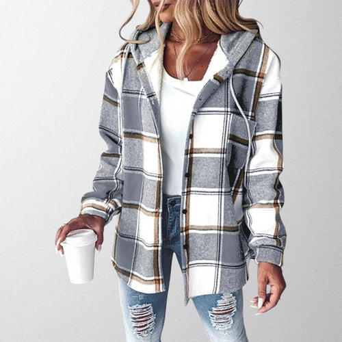Chaqueta cálida con capucha para mujer y corte holgado