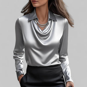 Women's Cowl Neck Long Sleeve Blouse