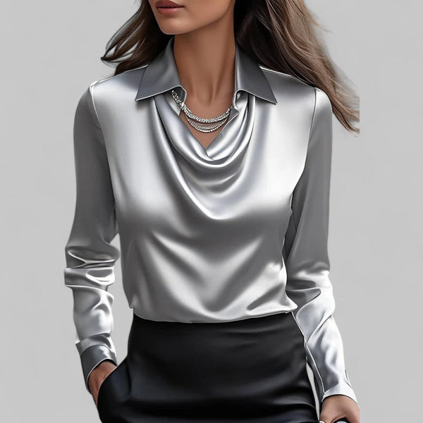 Women's Cowl Neck Long Sleeve Blouse