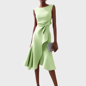 Women’s Elegant Sleeveless Flowy Waist Midi Dress