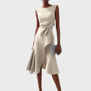 Women’s Elegant Sleeveless Flowy Waist Midi Dress