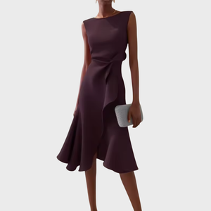 Women’s Elegant Sleeveless Flowy Waist Midi Dress