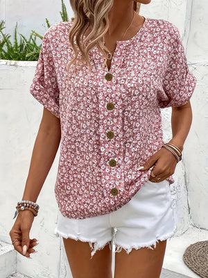 Women’s Floral Button-Front Casual Blouse