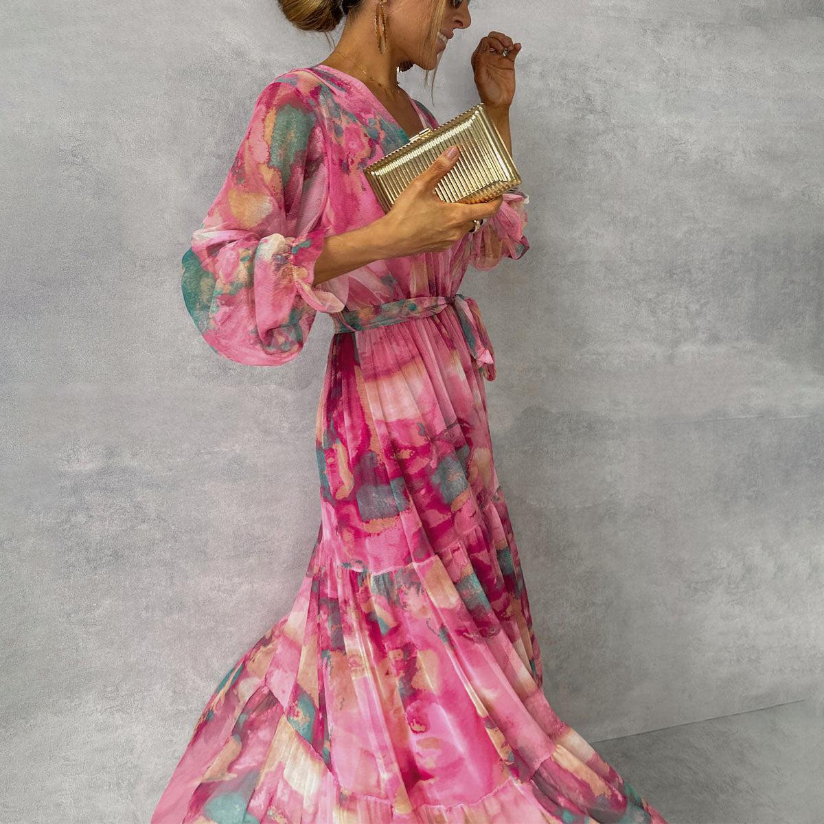 knee length dresses for ladies Adeline Boho 1/2 Sleeves Maxi Dress