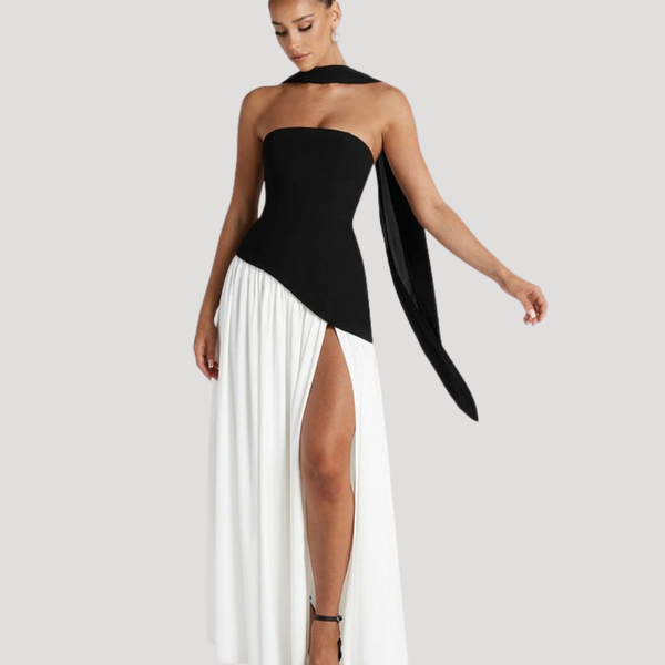 Women's Strapless Pleated Maxi Dress
