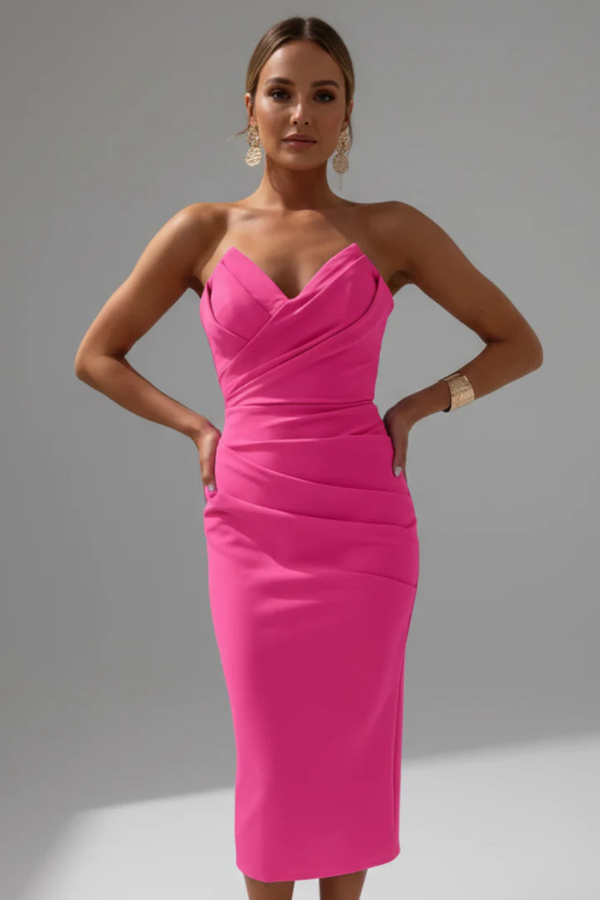 Women’s Sweetheart Neck Bodycon Midi Dress for Elegant Occasions