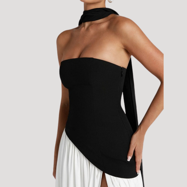 Women's Strapless Pleated Maxi Dress