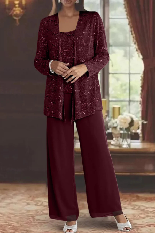 Women's Elegant 3-Piece Wide-Leg Pants Set