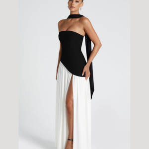 Women's Strapless Pleated Maxi Dress