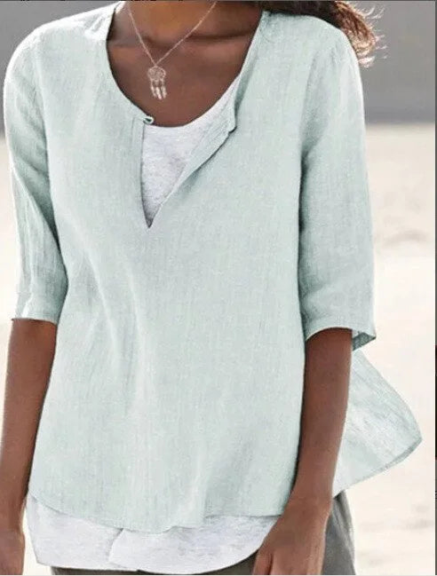 Women's Casual Layered Look V-Neck Blouse