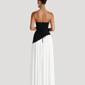 Women's Strapless Pleated Maxi Dress