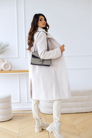 Women's Double-Breasted Long Overcoat with Lapel Collar