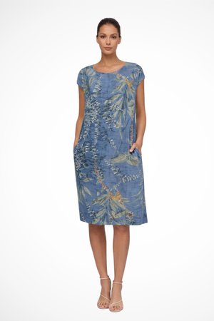 Women’s Tropical Floral Print Midi Dress Casual Short Sleeve