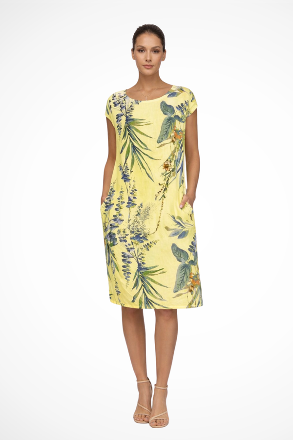 Women’s Tropical Floral Print Midi Dress Casual Short Sleeve
