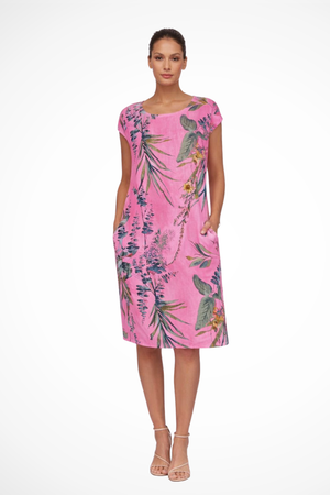 Women’s Tropical Floral Print Midi Dress Casual Short Sleeve