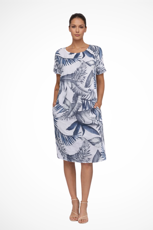 Women’s Tropical Floral Print Midi Dress Casual Short Sleeve