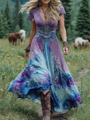 Women’s Bohemian Floral Maxi Dress
