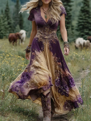 Women’s Bohemian Floral Maxi Dress