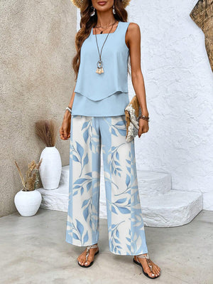 Women's Summer Leaf Print Lounge Set