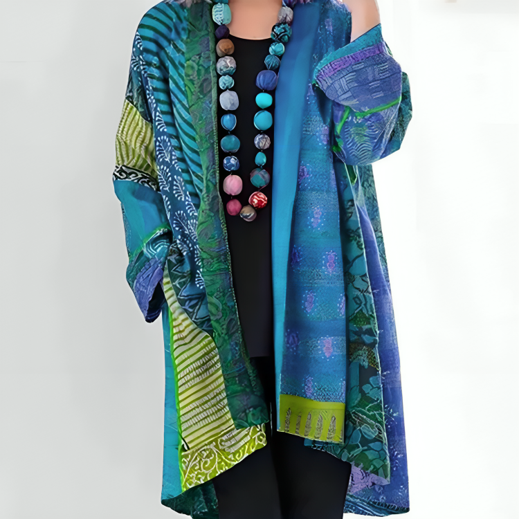 Women’s Bohemian Patchwork Open-Front Cardigan