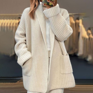Women's Oversized Ribbed Open Front Knit Cardigan