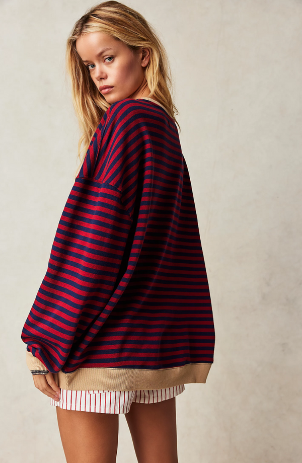 Suéter extragrande de rayas para mujer