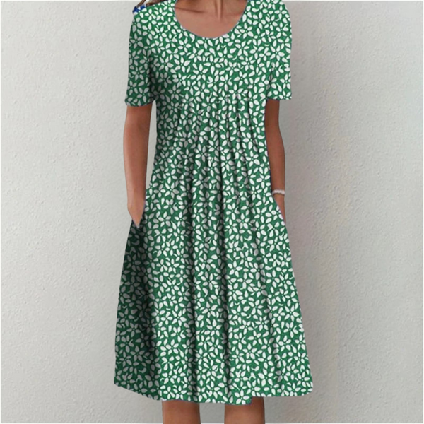 Women’s Floral Short Sleeve Printed Midi Dress