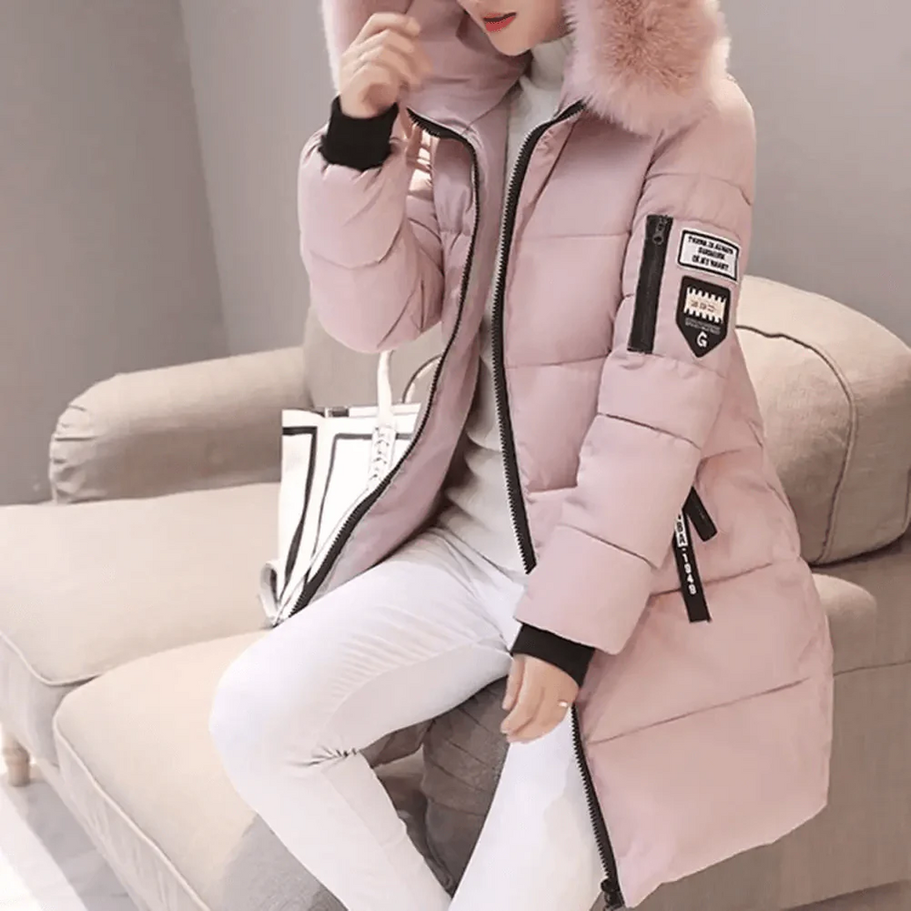 Women's Quilted Puffer Jacket with Faux Fur Hood