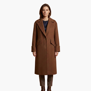 Women's Long Coat with Notch Collar