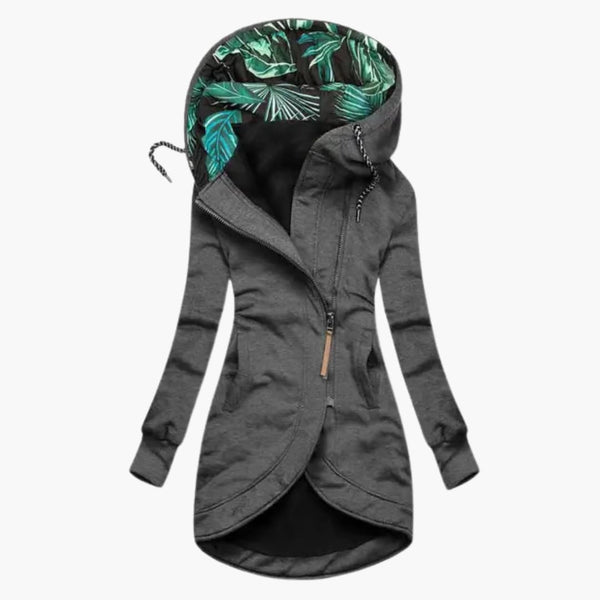 Women’s Insulated Hooded Winter Jacket with Asymmetrical Zip