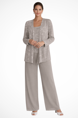 Sequin Lace Three Piece Suit Wide Leg Women