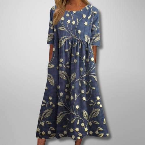 Women’s Floral Loose Short Sleeve Midi Dress