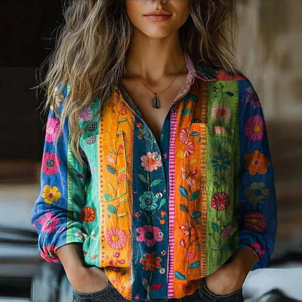 Women's Artisan Patchwork Pattern Blouse