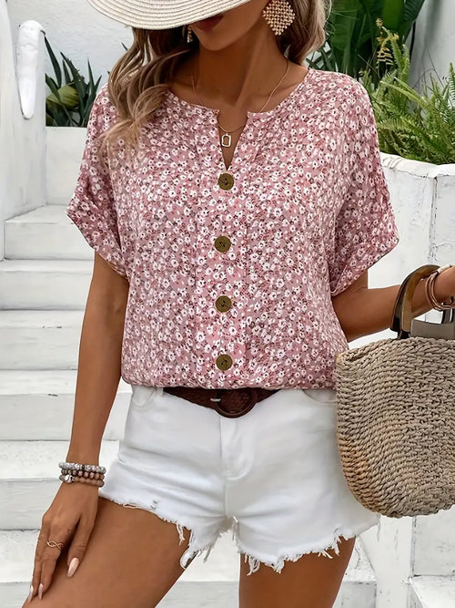 Women’s Floral Button-Front Casual Blouse