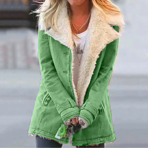 Chaqueta de invierno para mujer con capucha y forro de sherpa