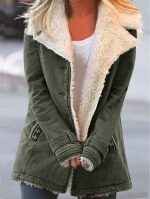 Chaqueta de invierno para mujer con capucha y forro de sherpa