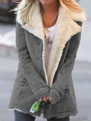 Chaqueta de invierno para mujer con capucha y forro de sherpa