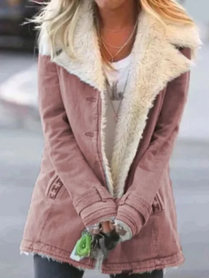 Chaqueta de invierno para mujer con capucha y forro de sherpa