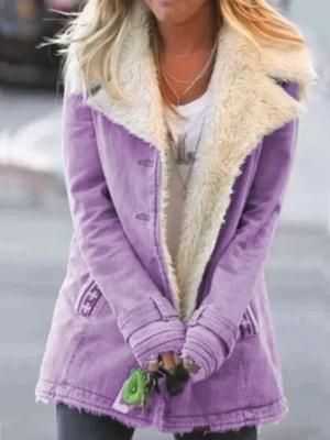 Chaqueta de invierno para mujer con capucha y forro de sherpa