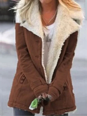 Chaqueta de invierno para mujer con capucha y forro de sherpa