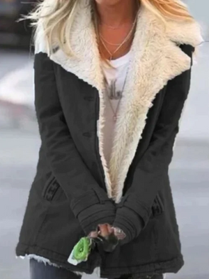 Chaqueta de invierno para mujer con capucha y forro de sherpa