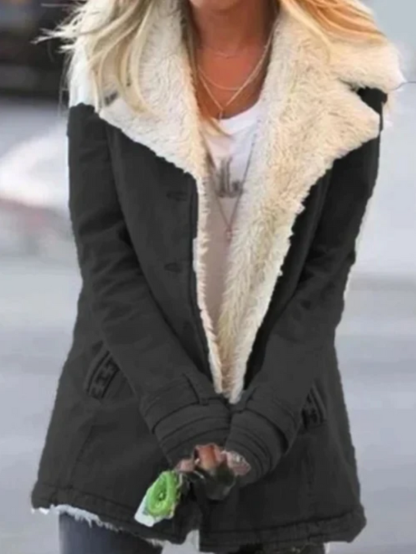 Chaqueta de invierno para mujer con capucha y forro de sherpa