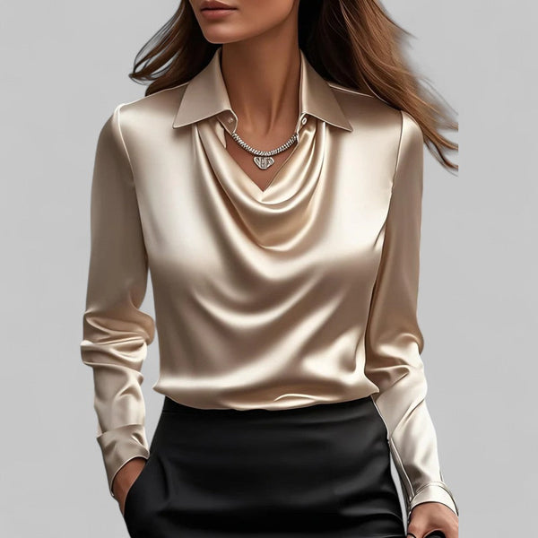 Women's Cowl Neck Long Sleeve Blouse