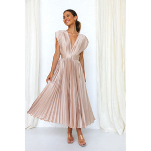 Elegant Sleeveless Maxi Dress - Flowing Pleated Design