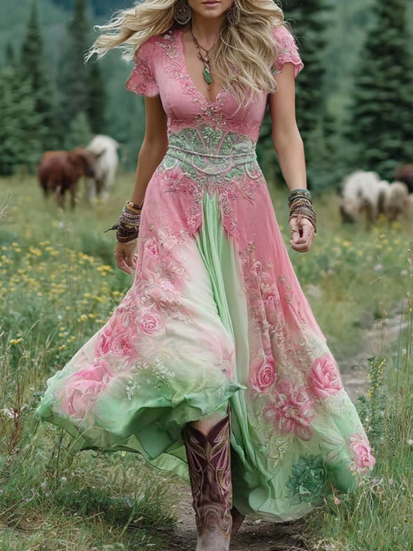 Women’s Bohemian Floral Maxi Dress