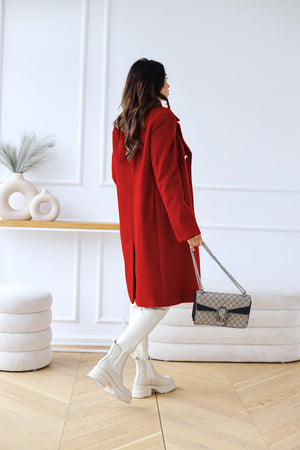 Women's Double-Breasted Long Overcoat with Lapel Collar