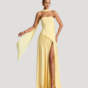 Women's Strapless Pleated Maxi Dress