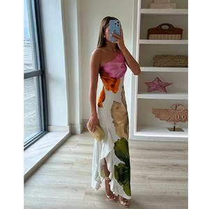 Chic Floral One-Shoulder Maxi Dress